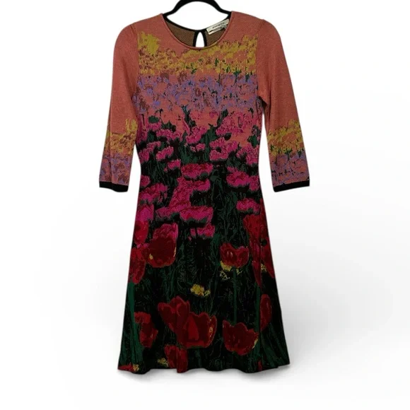 Anthropologie Aldomartins Lisse Knit Sweater Dress Floral Maximilist Bold XS - Picture 2 of 14